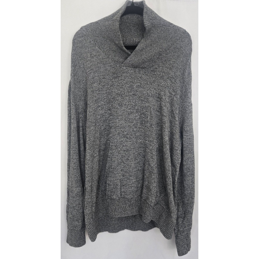 Marc Ecko XXL Shawl Collar Sweater Mens Gray Pullover Kangaroo‎ Pocket Knit